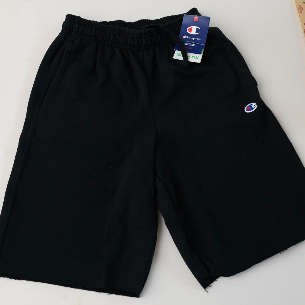 Champion Sweat Shorts raw hem S Athletic Workout 10" Powerblend Black‎